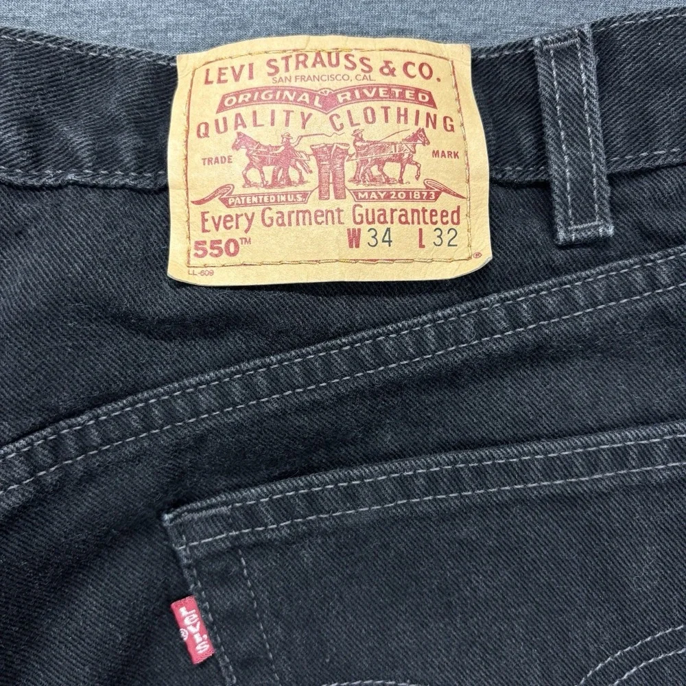 VTG Levi's 550 Jeans Mens 32x32 TAG 34x32 Relaxed Fit Black Made In The USA Y2K